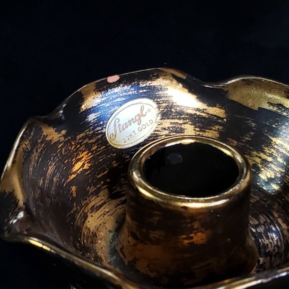 Vintage Stangl Pottery Antique Gold 22k Candlestick Holder  MCM Vintage - Picture 7 of 8